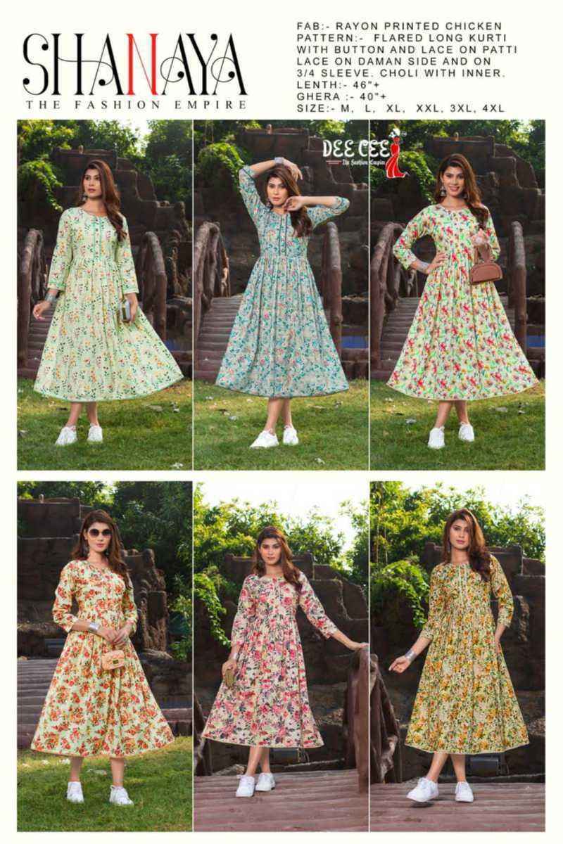 Dee Cee Shanaya Rayon Kurti 6 pcs Catalogue