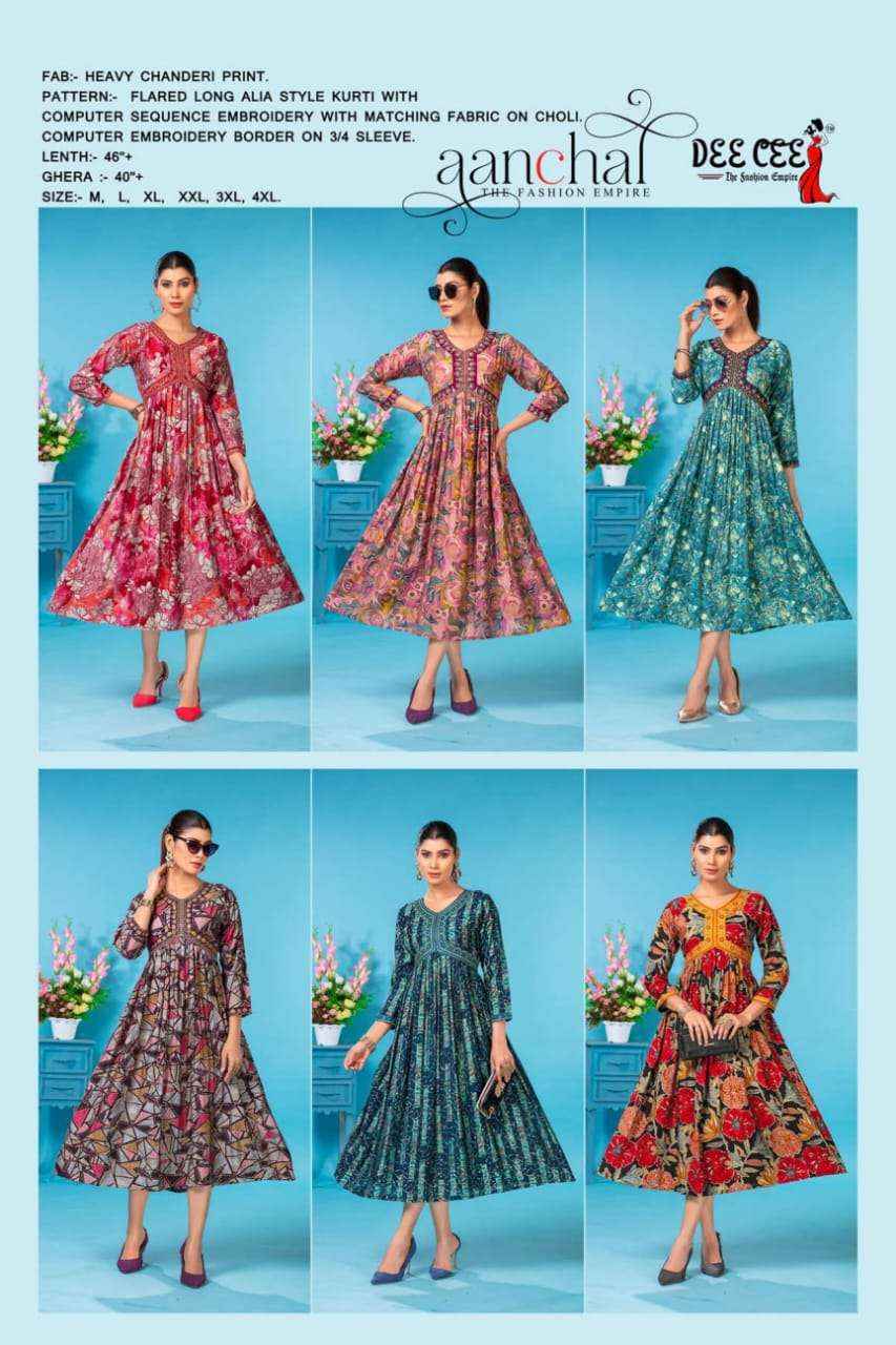 Deecee Aanchal Heavy Chanderi Kurti 6 pcs Catalogue