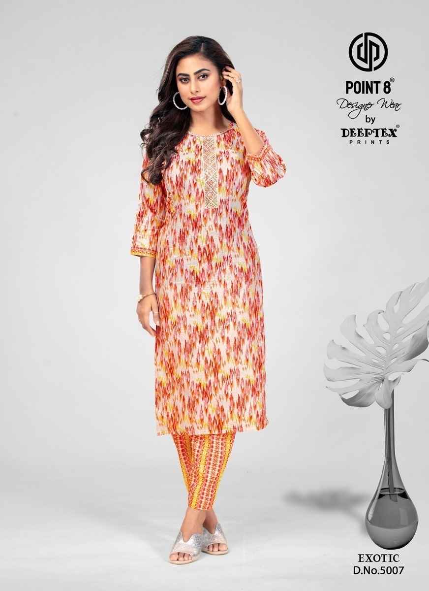 Deeptex Exotic Vol 5 Cotton Kurti With Pant 8 pcs Catalogue