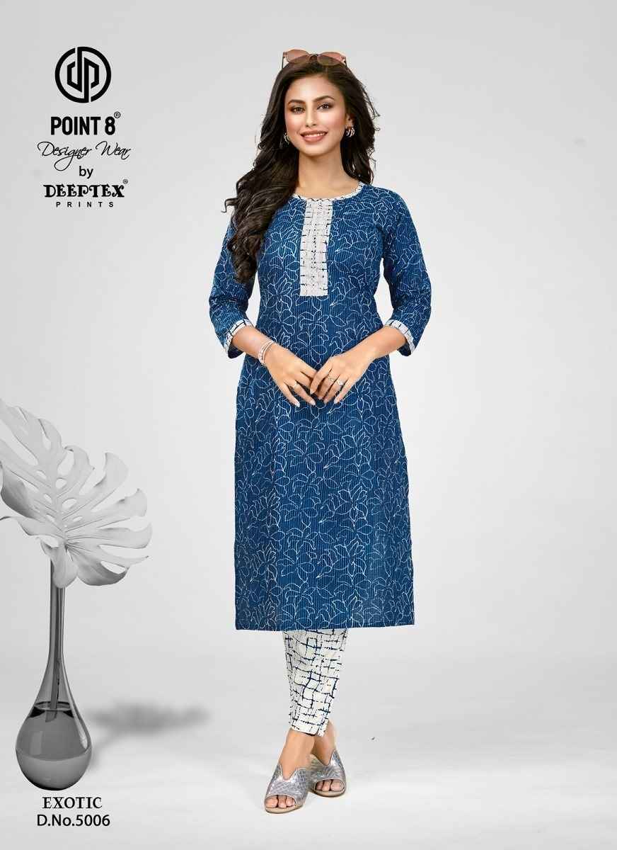 Deeptex Exotic Vol 5 Cotton Kurti With Pant 8 pcs Catalogue