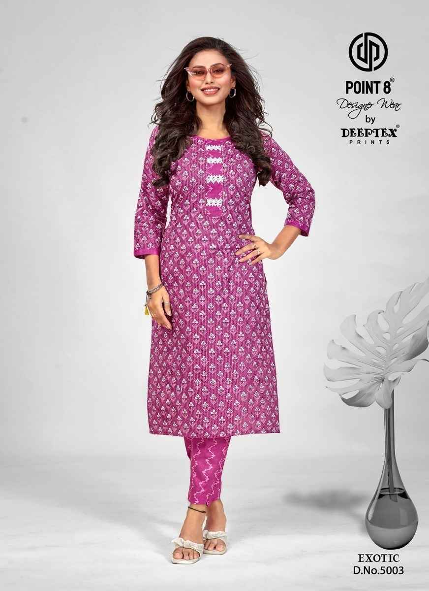 Deeptex Exotic Vol 5 Cotton Kurti With Pant 8 pcs Catalogue