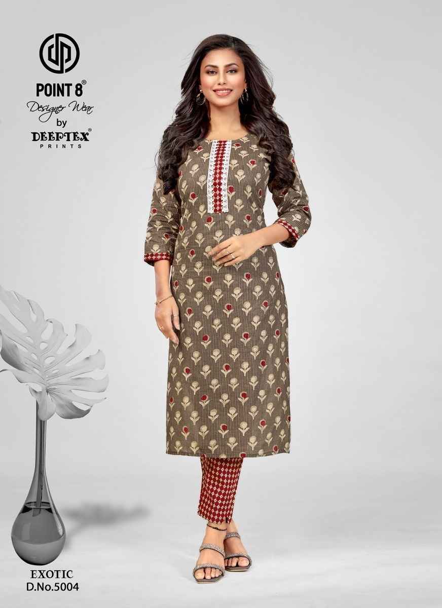 Deeptex Exotic Vol 5 Cotton Kurti With Pant 8 pcs Catalogue