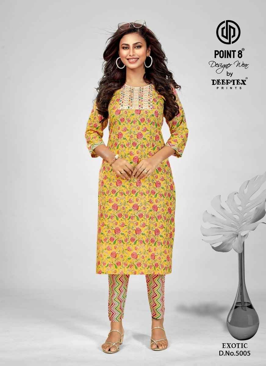 Deeptex Exotic Vol 5 Cotton Kurti With Pant 8 pcs Catalogue