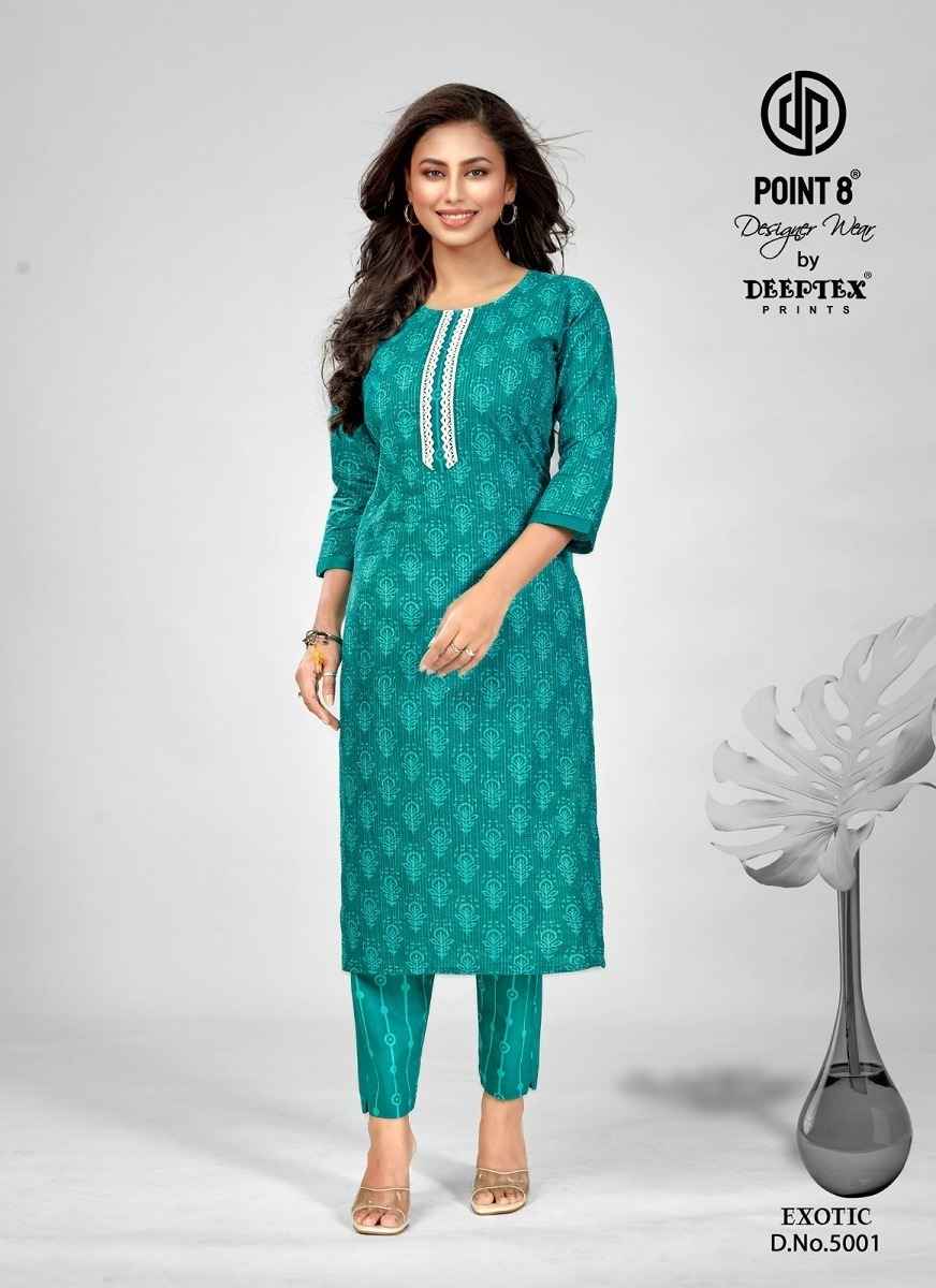 Deeptex Exotic Vol 5 Cotton Kurti With Pant 8 pcs Catalogue