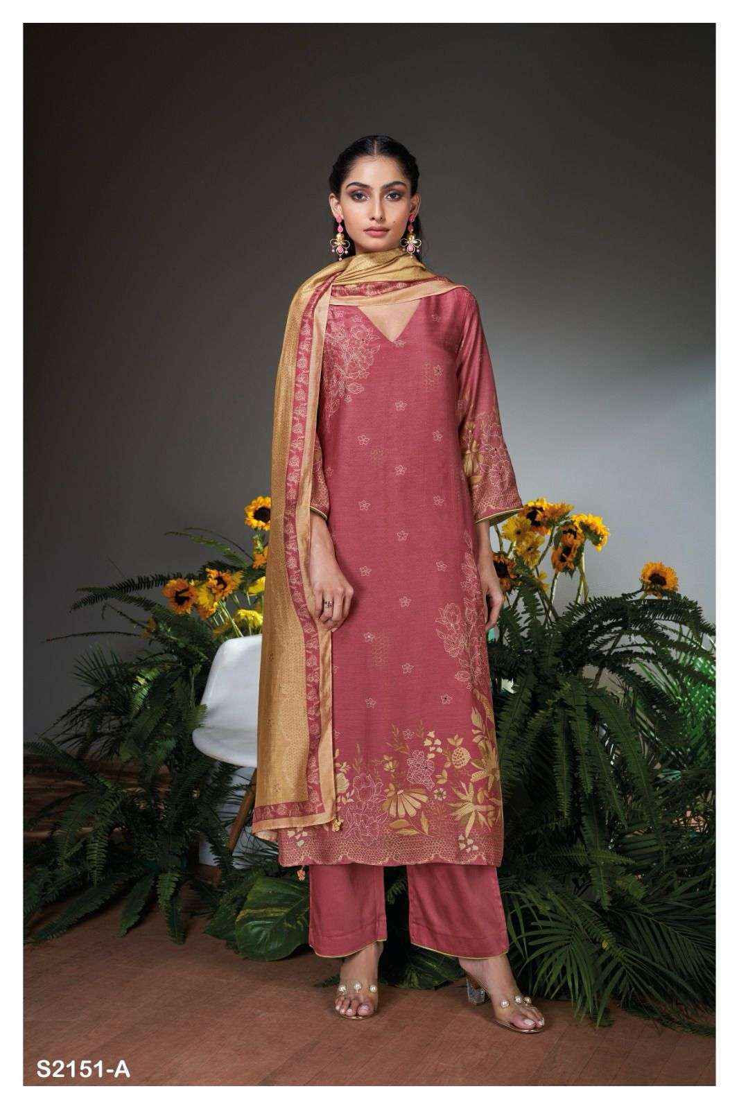 Ganga Aswara 2151 Silk Dress Material 4 pcs Catalogue
