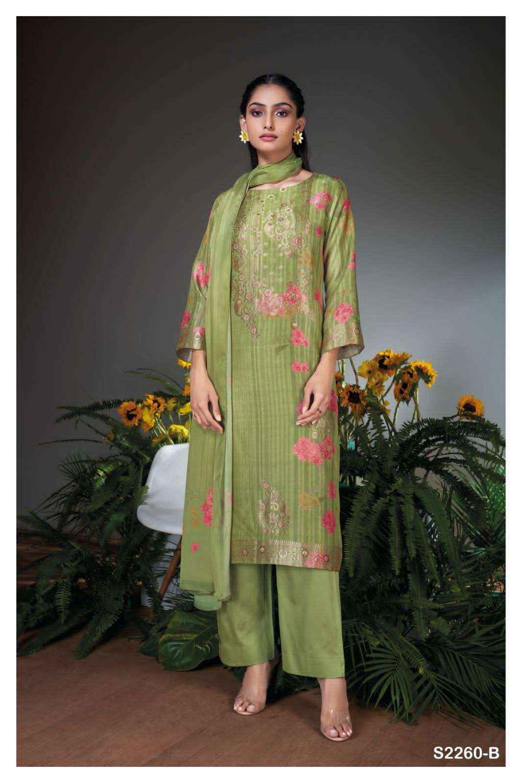 Ganga Nicola 2260 Silk Jacquard Dress Material 2 pcs Catalogue