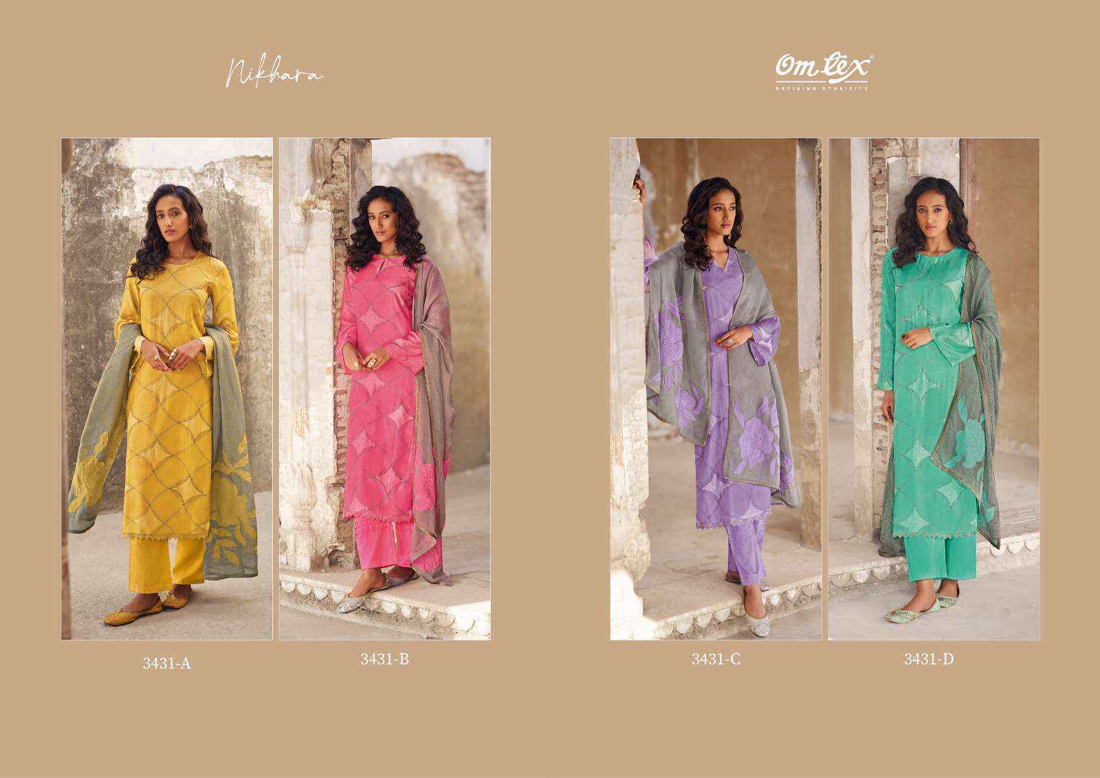 Ganga Nikhara Silk Dress Material 4 pcs Catalogue