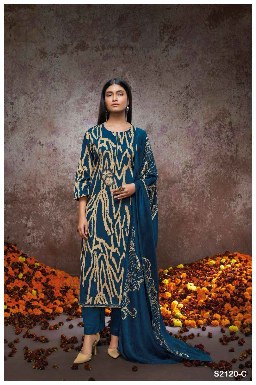 Ganga Orla 2120 Cotton Silk Dress Material 4 pcs Catalogue