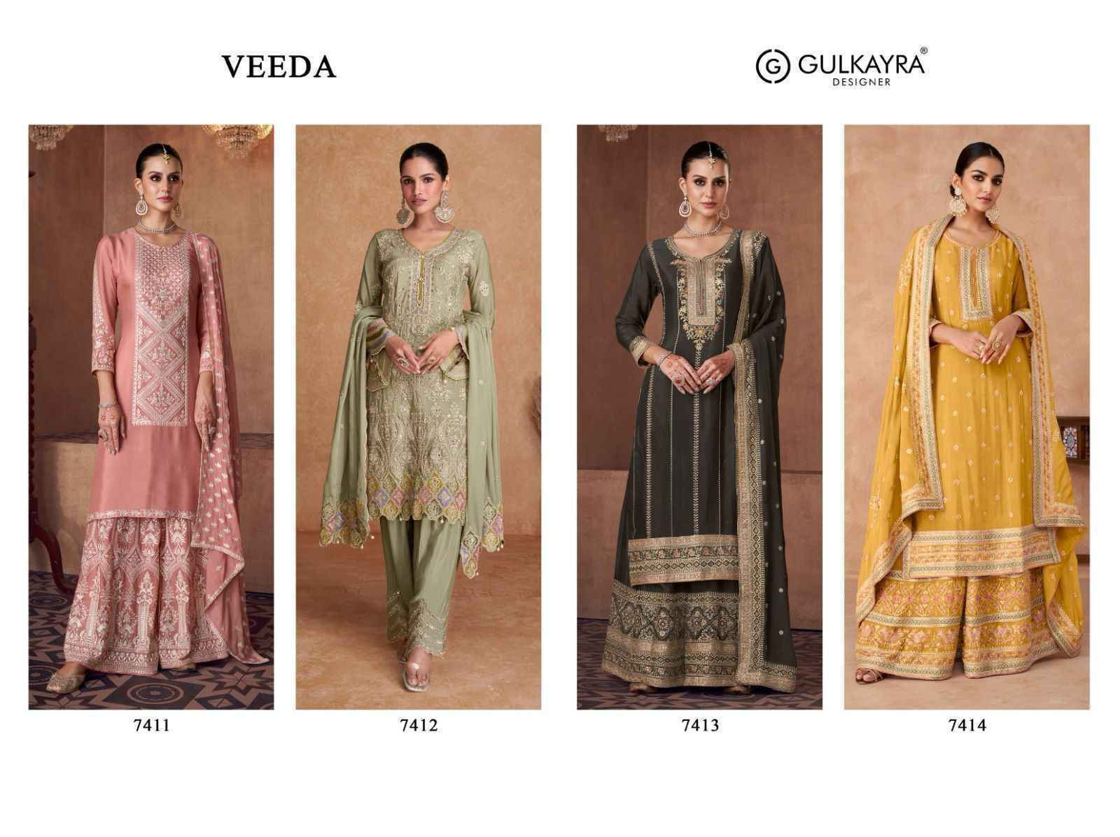 Gulkayra Designer Veeda Readymade Chinon Dress 4 pcs Catalogue