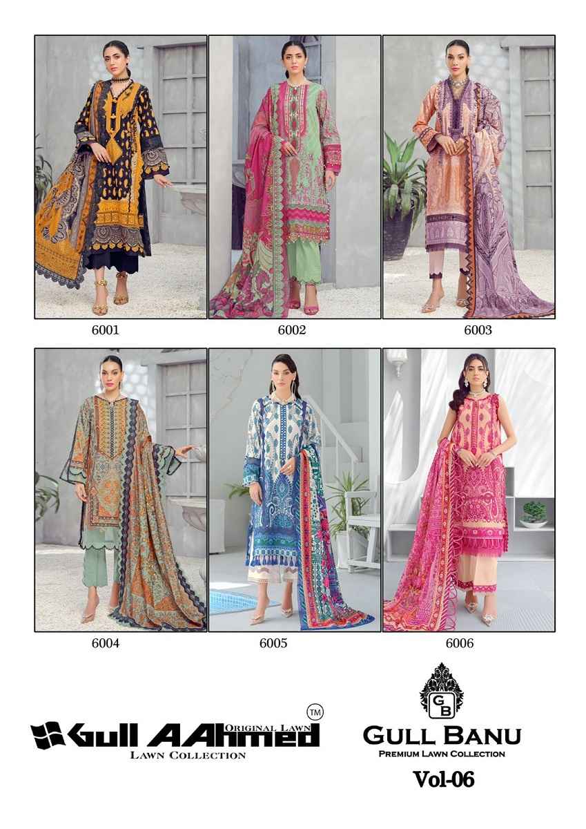 Gull Aahmed Gull Banu Vol 6 Lawn Cotton Dress Material 6 pcs Catalogue