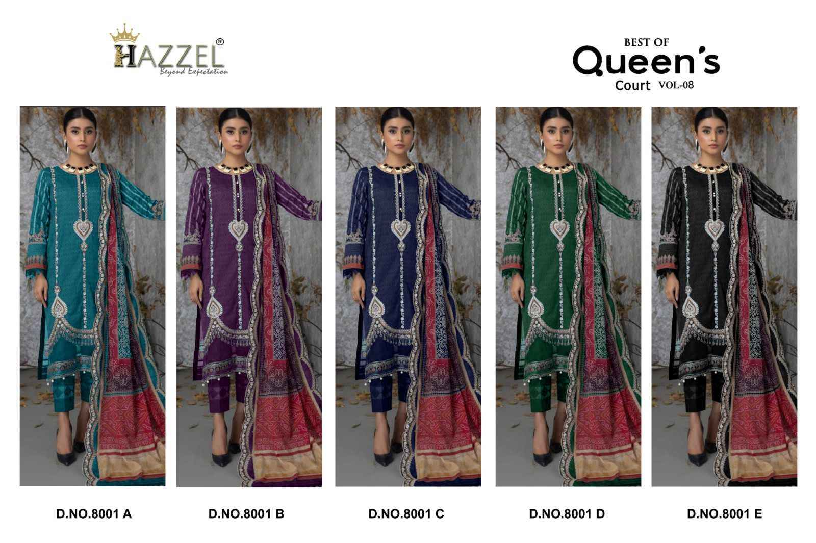 Hazzel Best Of Queens Court Vol 8 Cotton Dress Material 5 pcs Catalogue