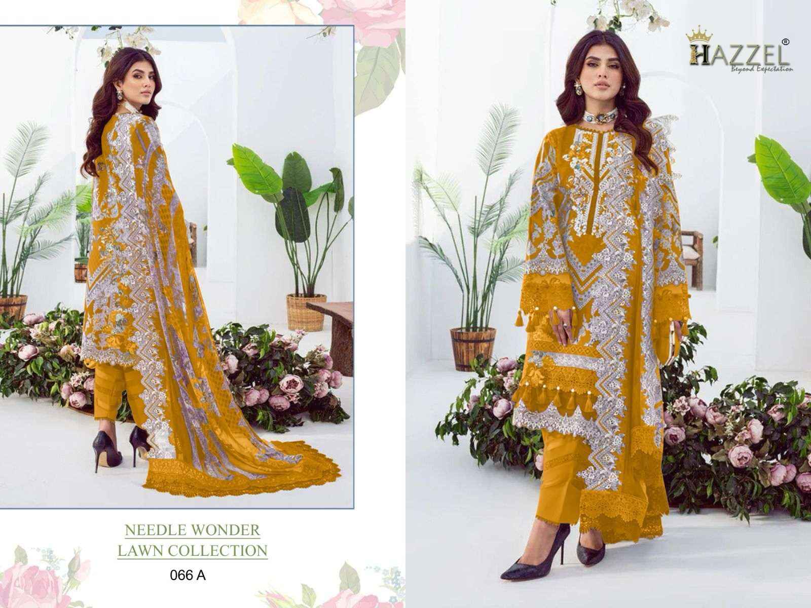 Hazzel Needle Wonder Lawn Collection 066 Cotton Dress Material 3 pcs Catalogue