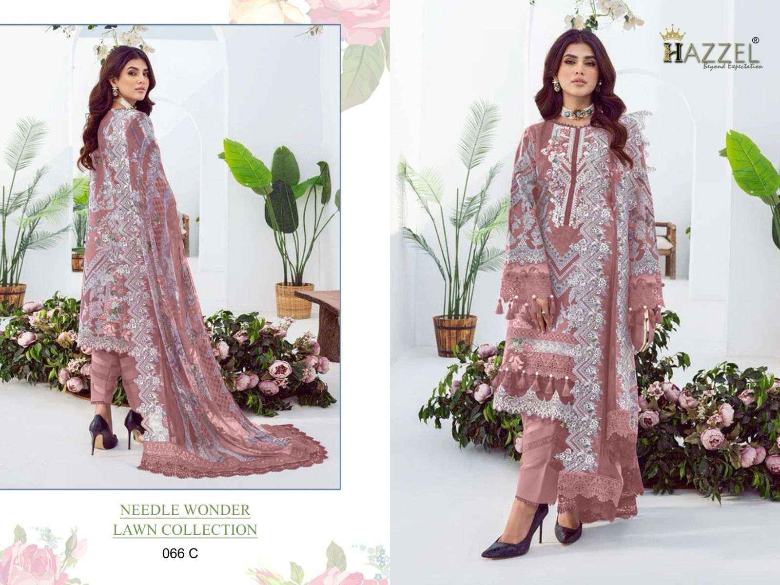 Hazzel Needle Wonder Lawn Collection 066 Cotton Dress Material 3 pcs Catalogue