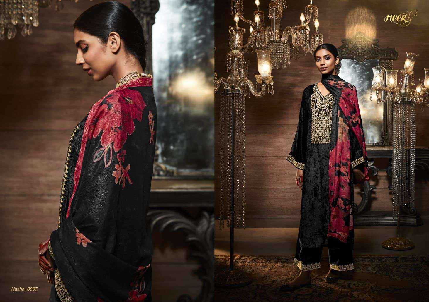 Heer Nasha Velvet Dress Material 8 pcs Catalogue