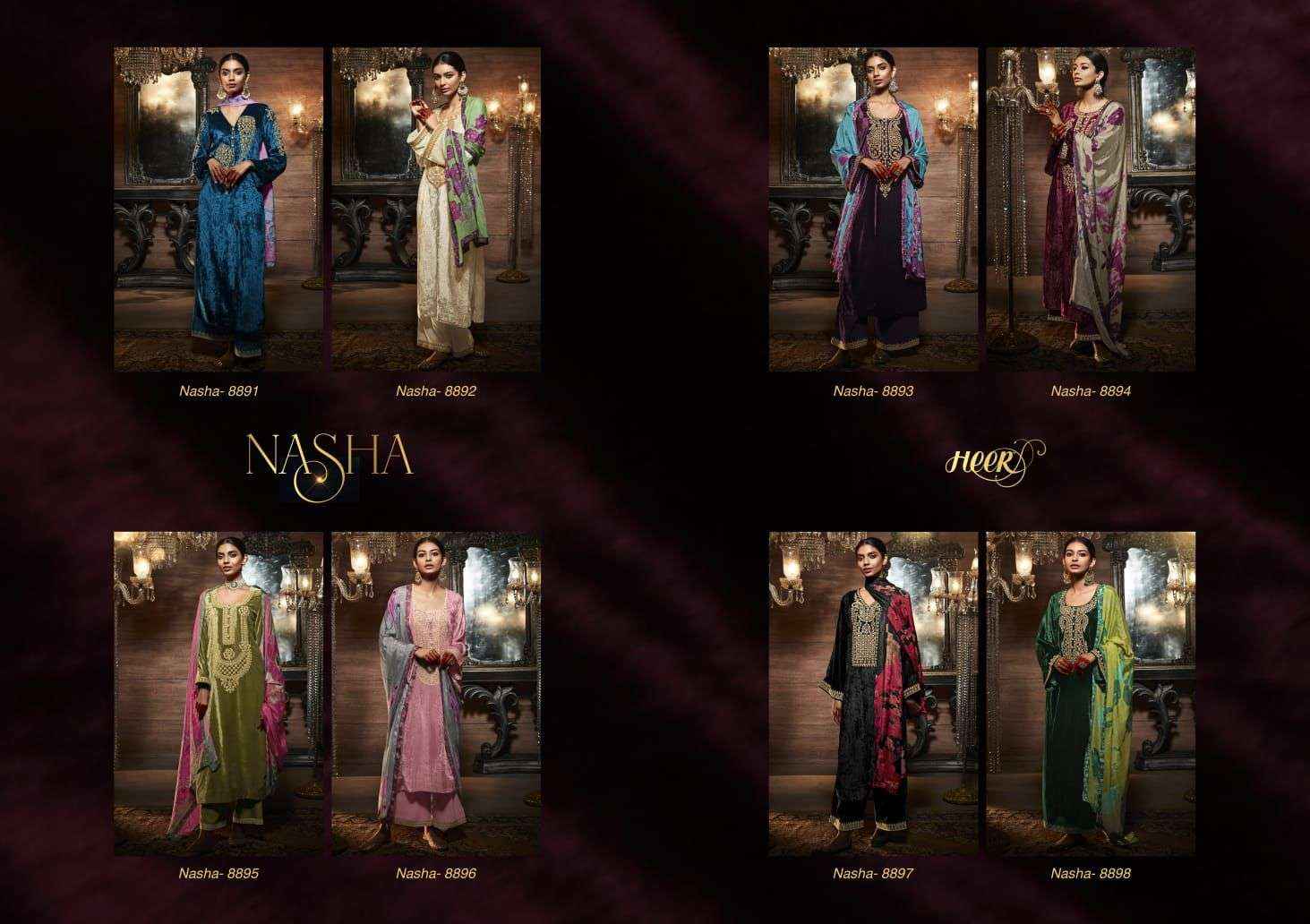 Heer Nasha Velvet Dress Material 8 pcs Catalogue