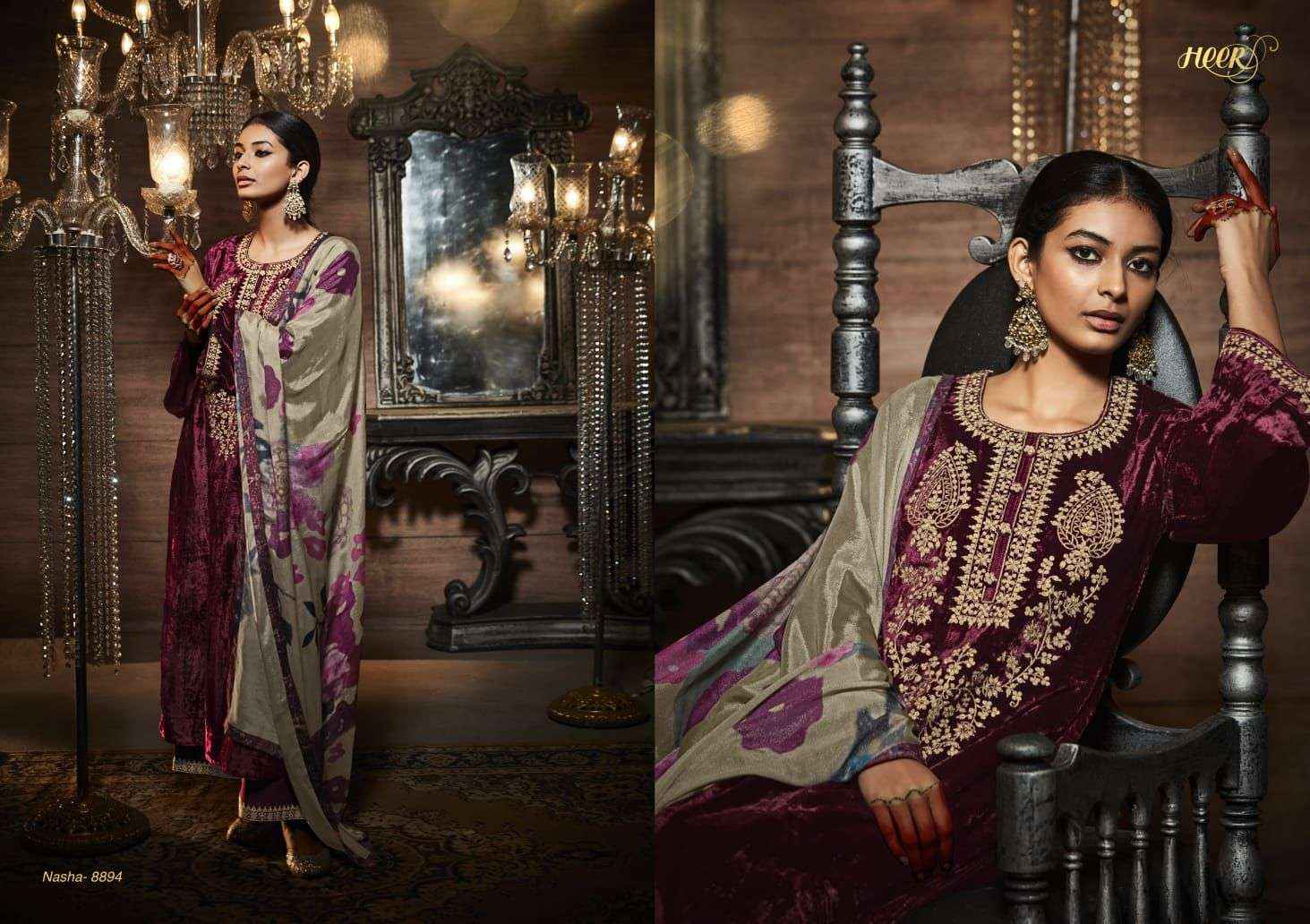 Heer Nasha Velvet Dress Material 8 pcs Catalogue