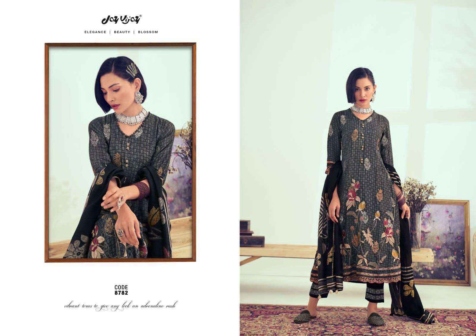 Jay Vijay Khubani Muslin Jacquard Dress Material 6 pcs Catalogue