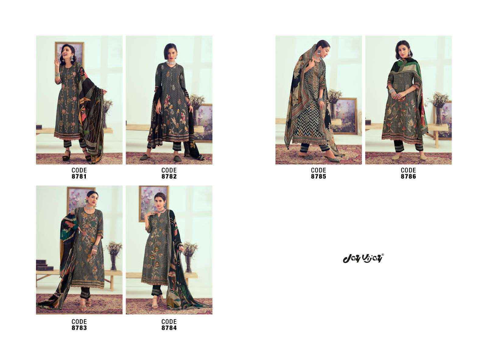 Jay Vijay Khubani Muslin Jacquard Dress Material 6 pcs Catalogue