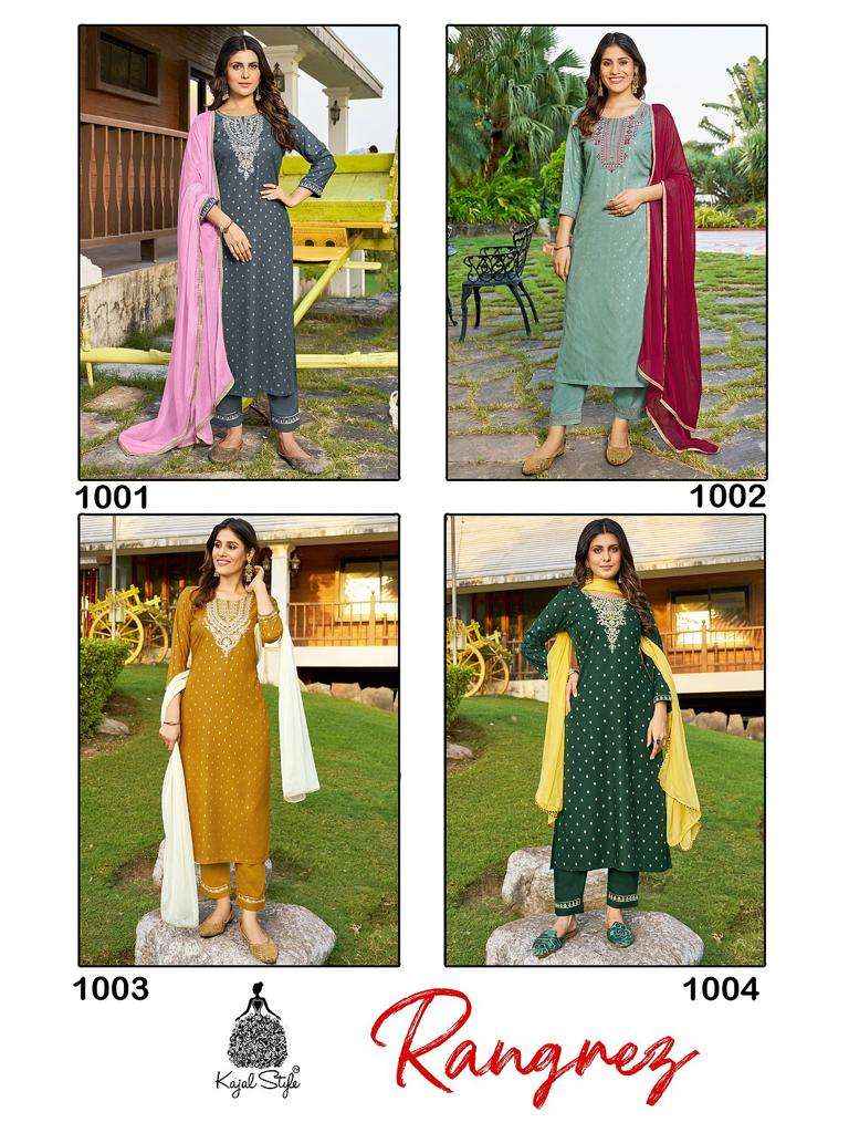 Kajal Style Rangrez Vol 1 Rayon Kurti Combo 4 pcs Catalogue