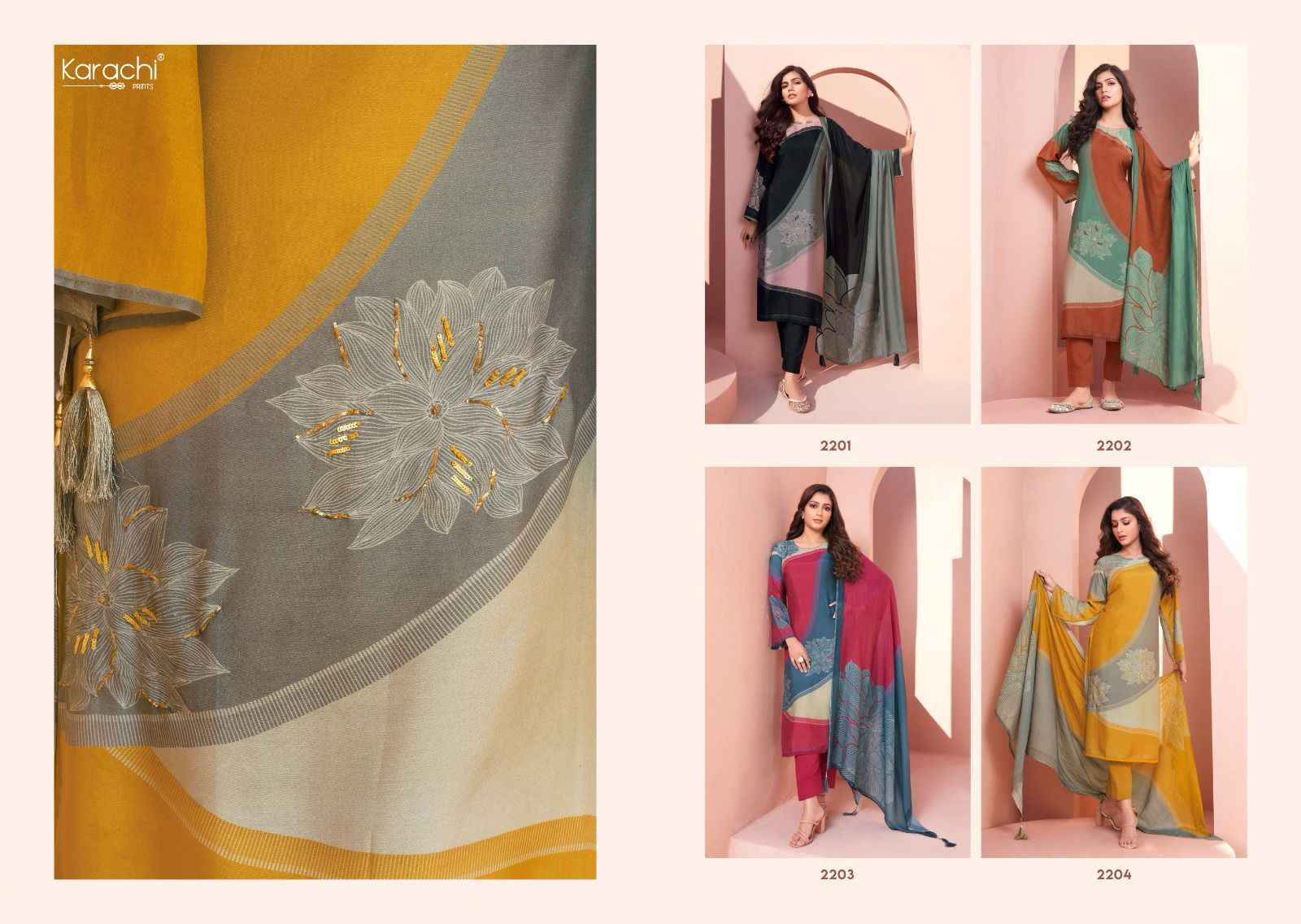 Karachi Prints Twilight Muslin Dress Material 4 pcs Catalogue