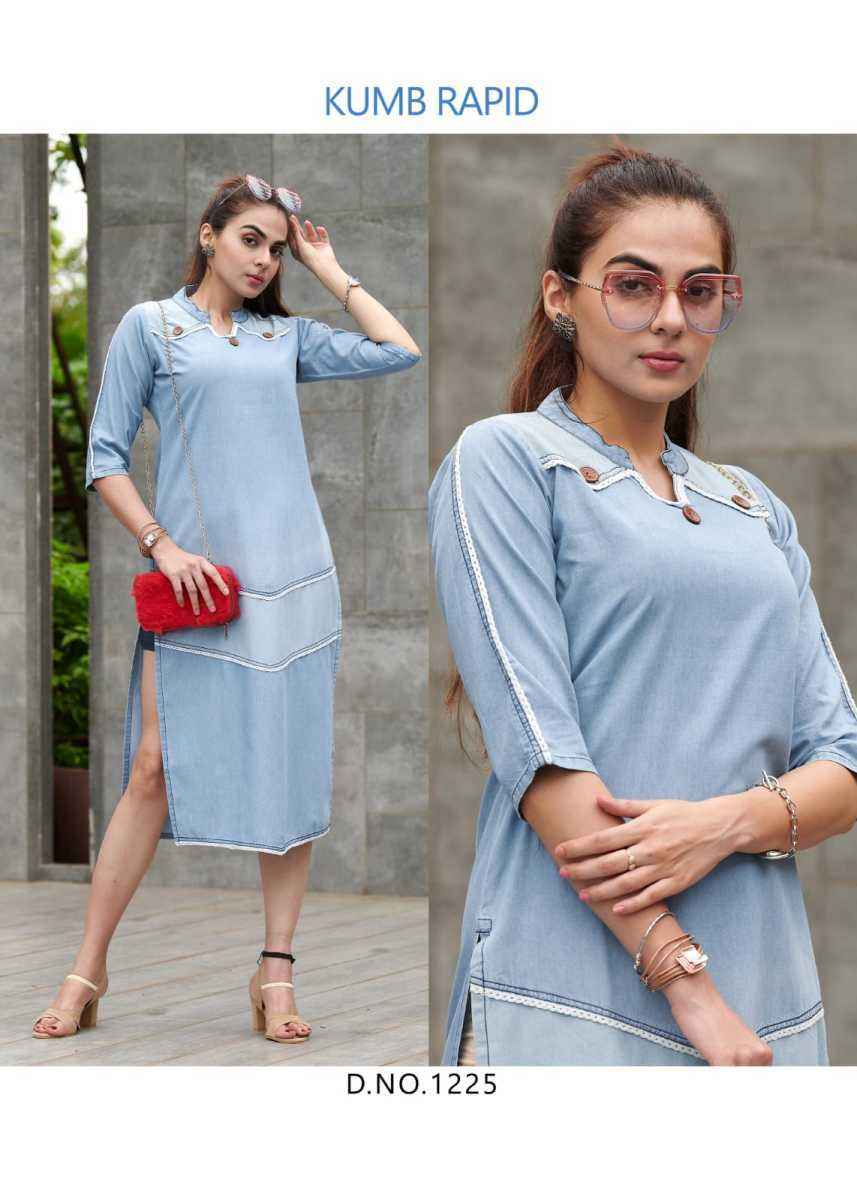 Kumb Rapid Denim Cotton Kurti 6 pcs Catalogue