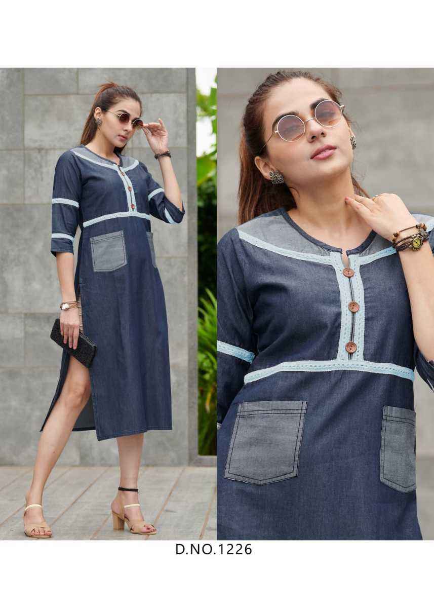 Kumb Rapid Denim Cotton Kurti 6 pcs Catalogue