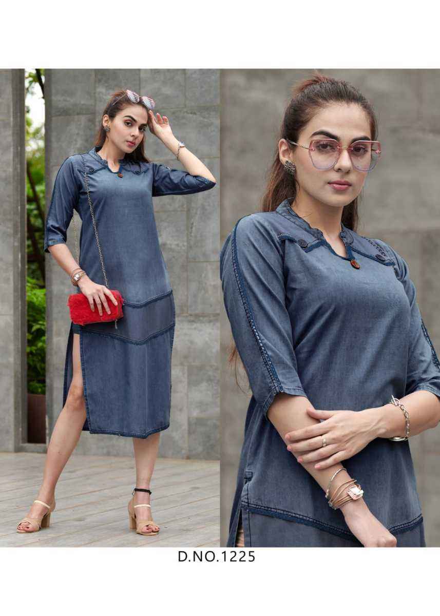 Kumb Rapid Denim Cotton Kurti 6 pcs Catalogue