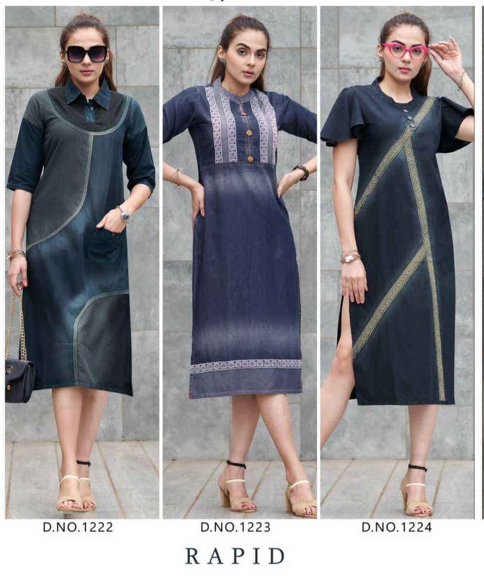 Kumb Rapid Denim Cotton Kurti 6 pcs Catalogue