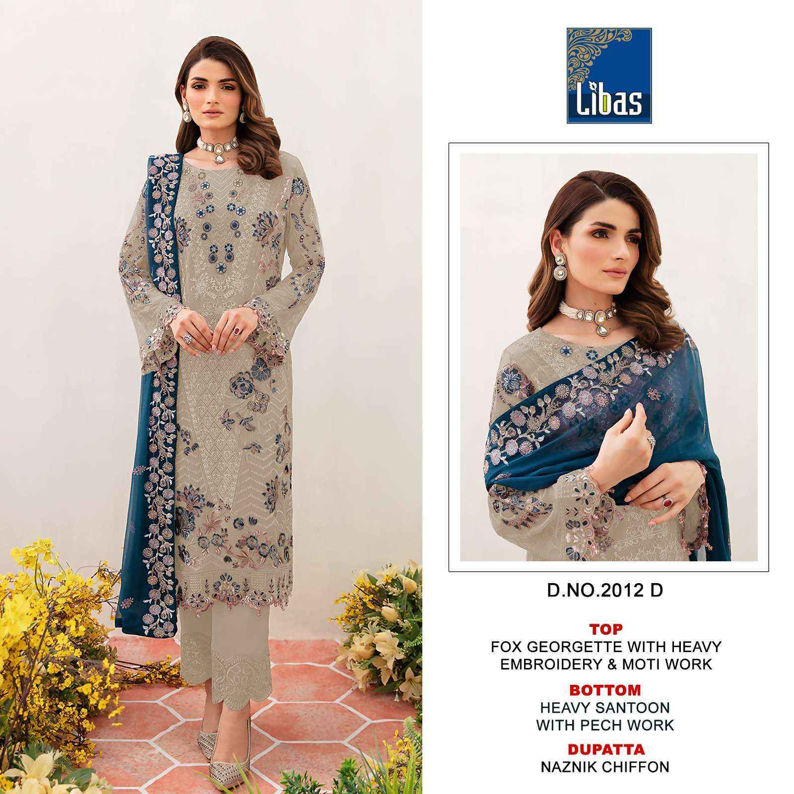 Libas D No 2012 Georgette Dress Material 4 pcs Catalogue