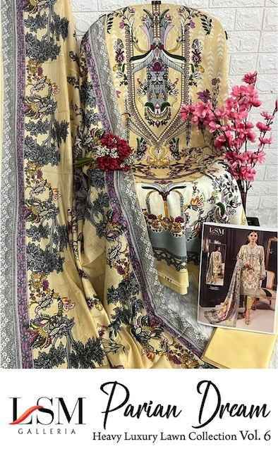 LSM Galleria Parian Dream Vol 6 Readymade Lawn Cotton Dress 6 pcs Catalogue