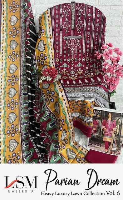 LSM Galleria Parian Dream Vol 6 Readymade Lawn Cotton Dress 6 pcs Catalogue