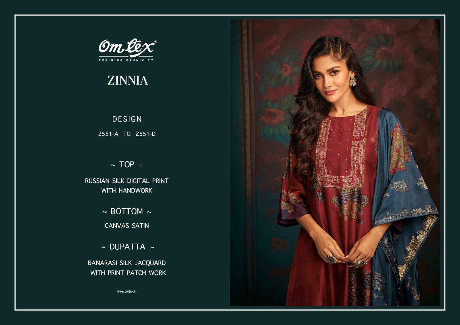 Omtex Zinnia Russian Silk Dress Material 4 pcs Catalogue
