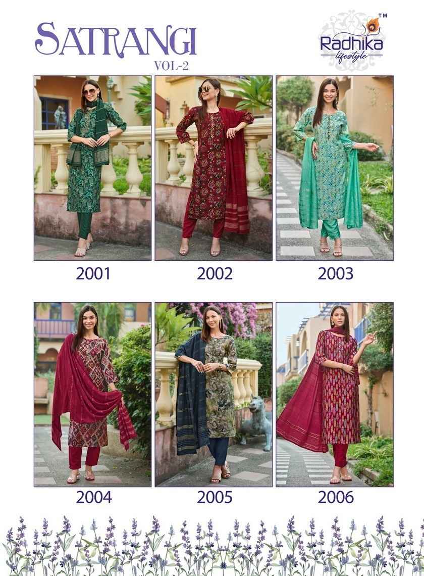 Radhika Lifestyle Satrangi Vol 2 Chanderi Kurti Combo 6 pcs Catalogue