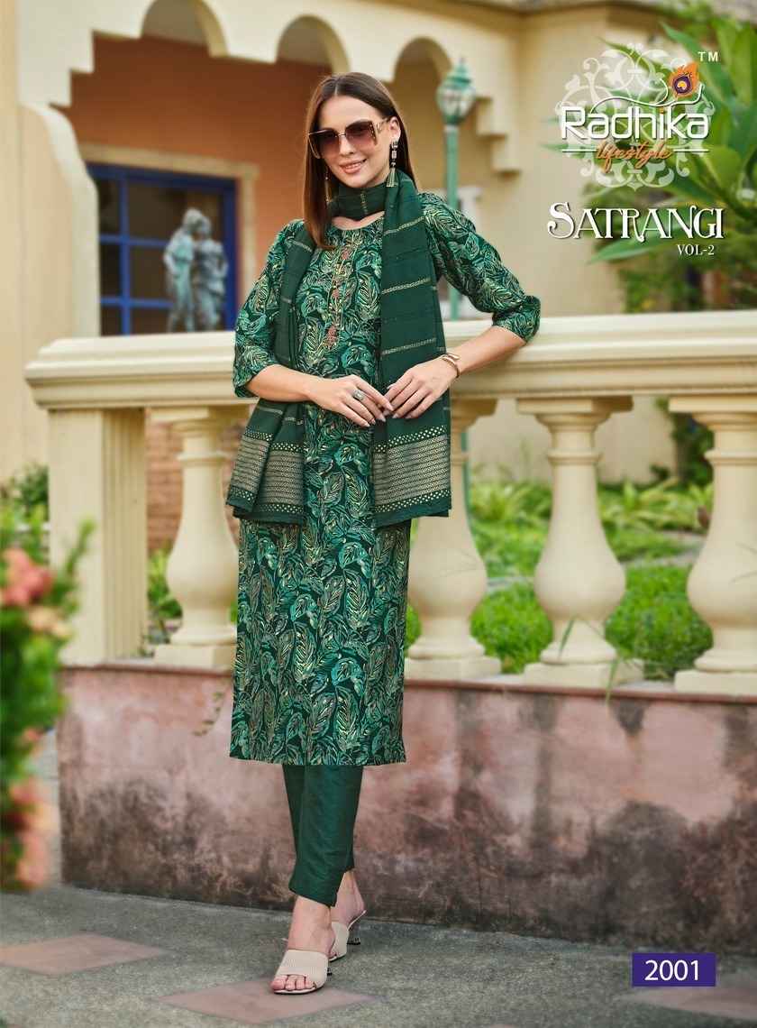 Radhika Lifestyle Satrangi Vol 2 Chanderi Kurti Combo 6 pcs Catalogue