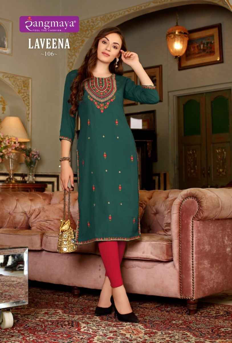 Rangmaya Laveena Rayon Kurti 6 pcs Catalogue