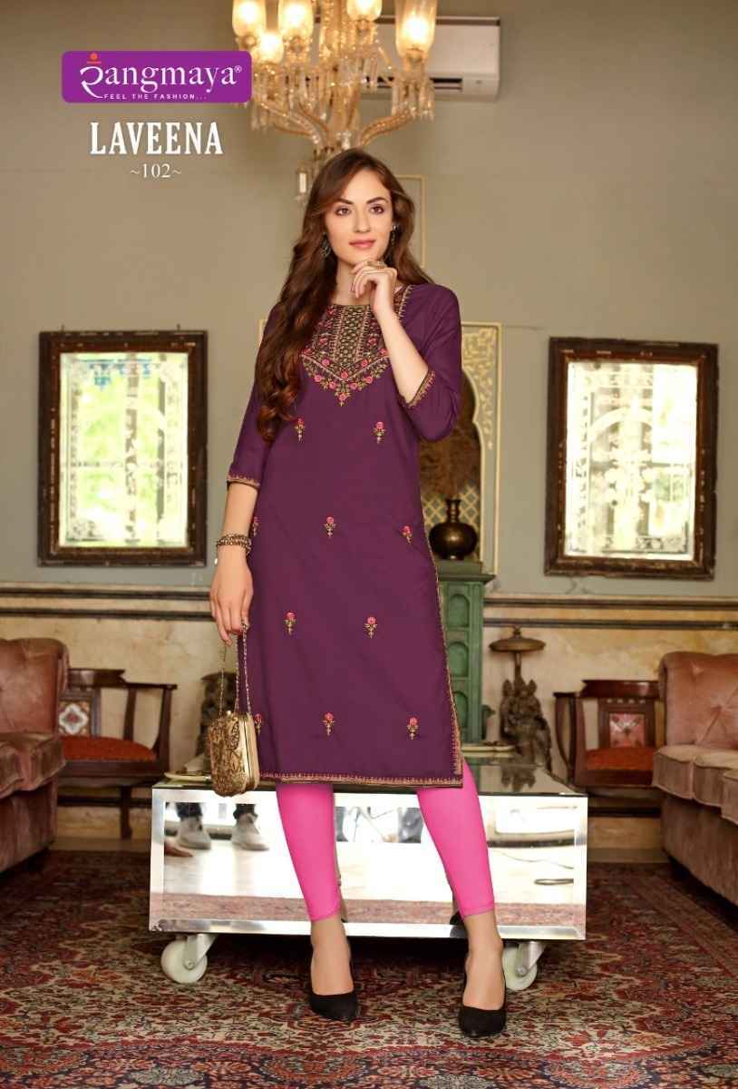 Rangmaya Laveena Rayon Kurti 6 pcs Catalogue