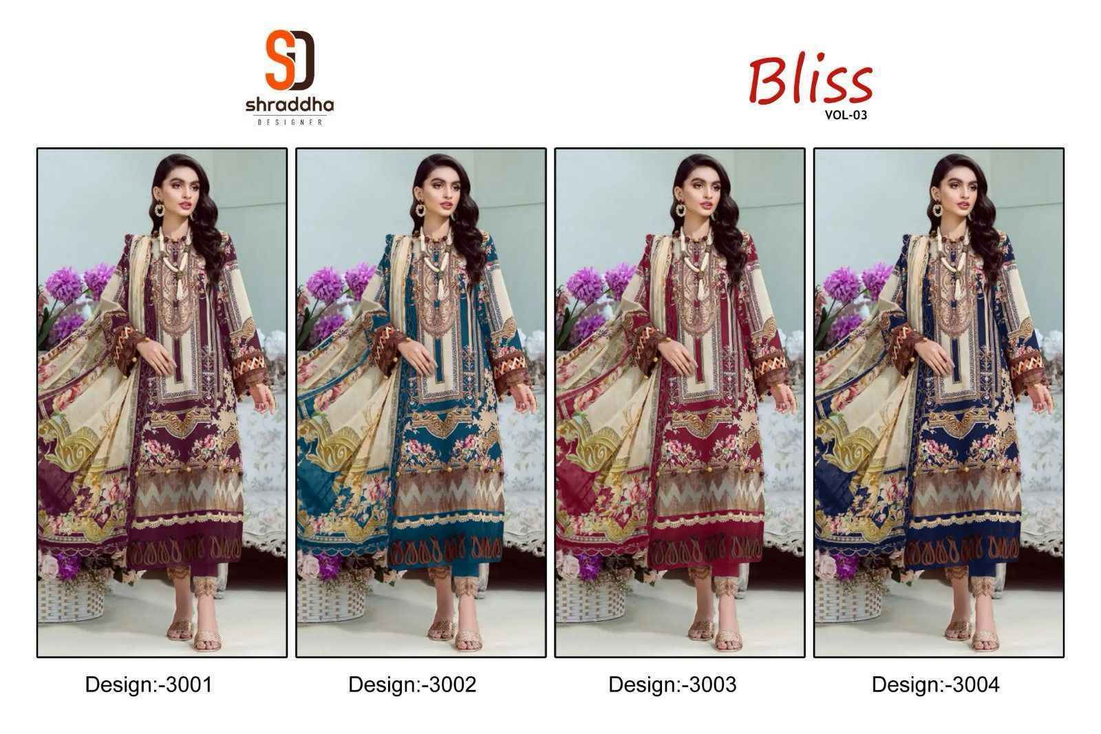 Shraddha Designer Bliss Vol-3 Lawn Cotton Dress Material (4 pc Catalogue)