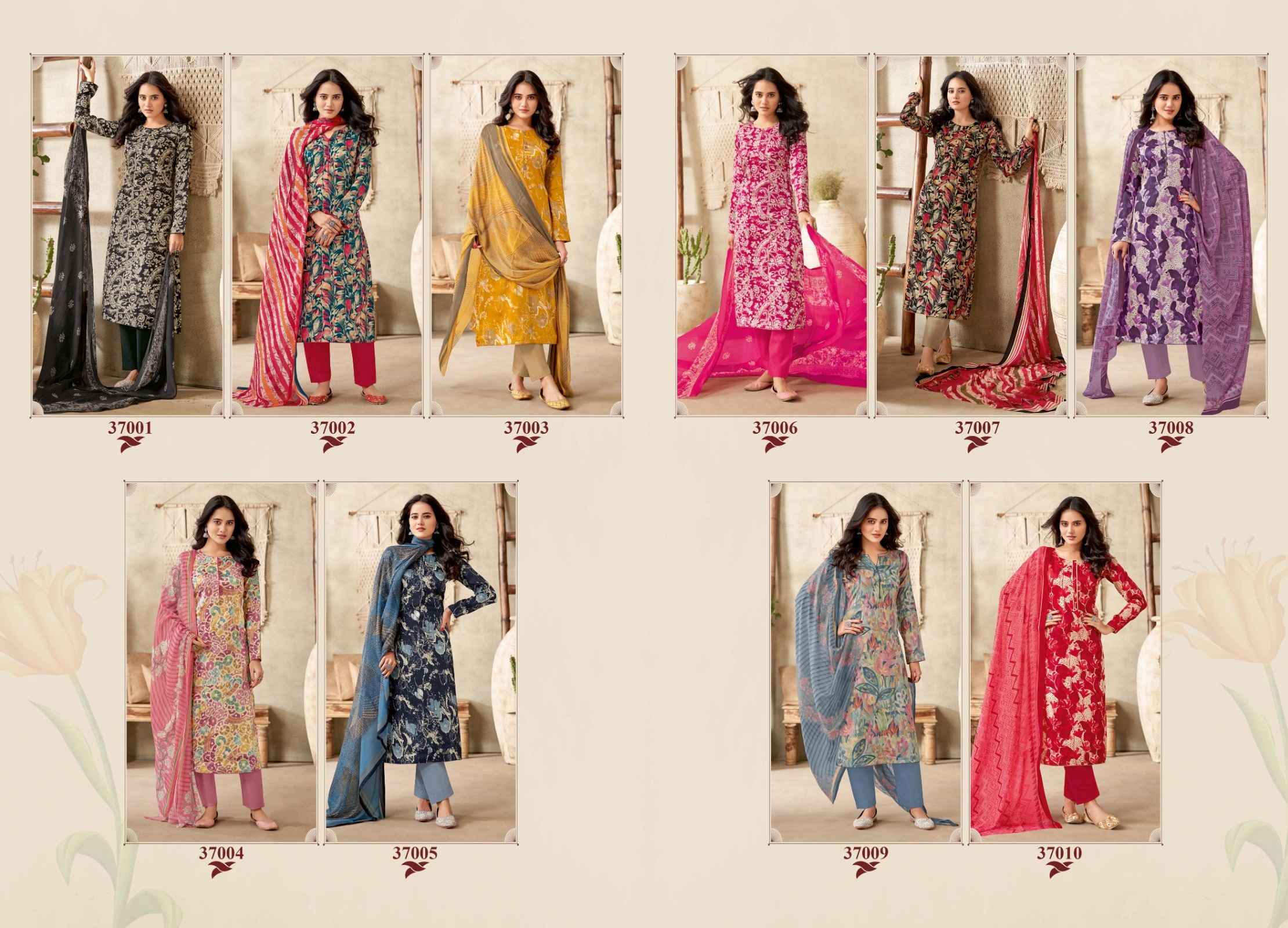 Suryajyoti Naishaa Vol 37 Jam Satin Dress Material 10 pcs Catalogue