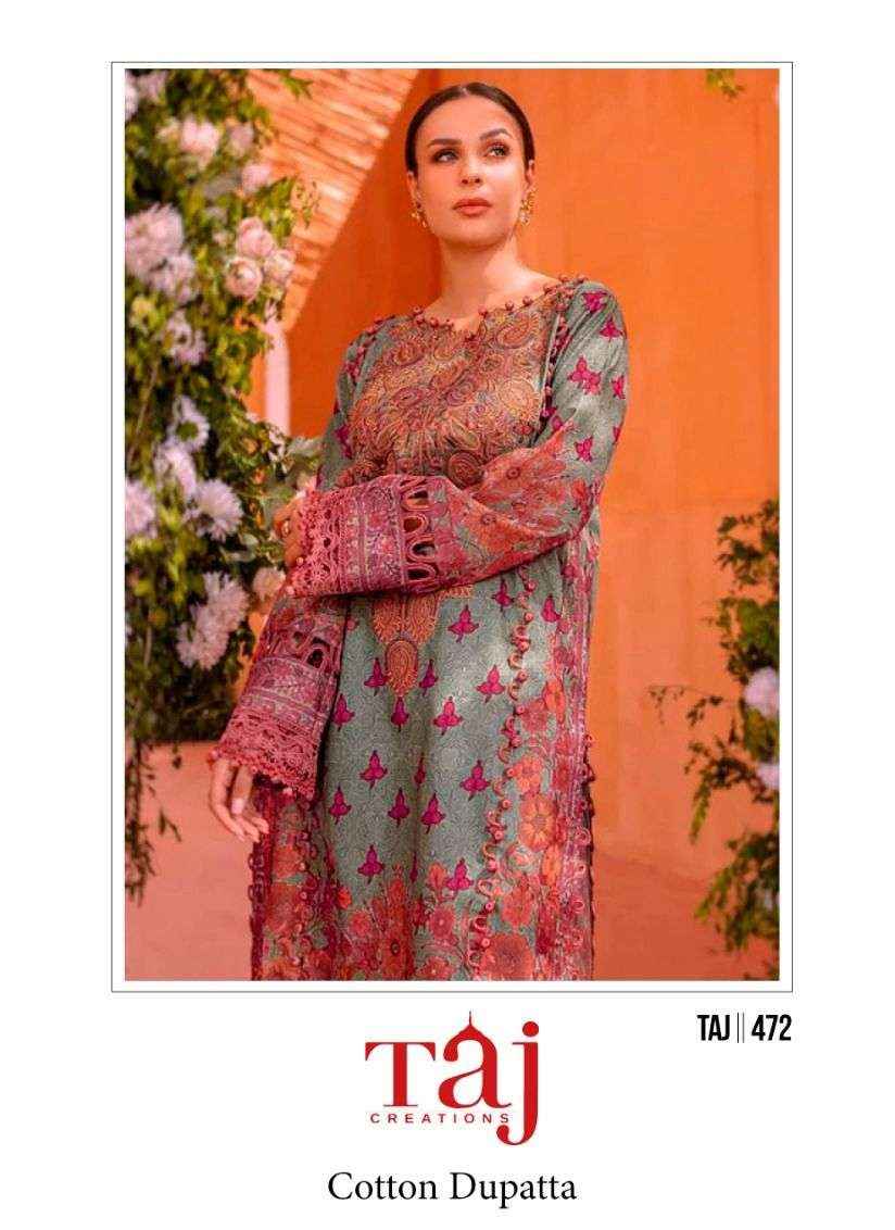 Taj Creation D No 472 & 475 Cotton Dress Material 2 pcs Catalogue