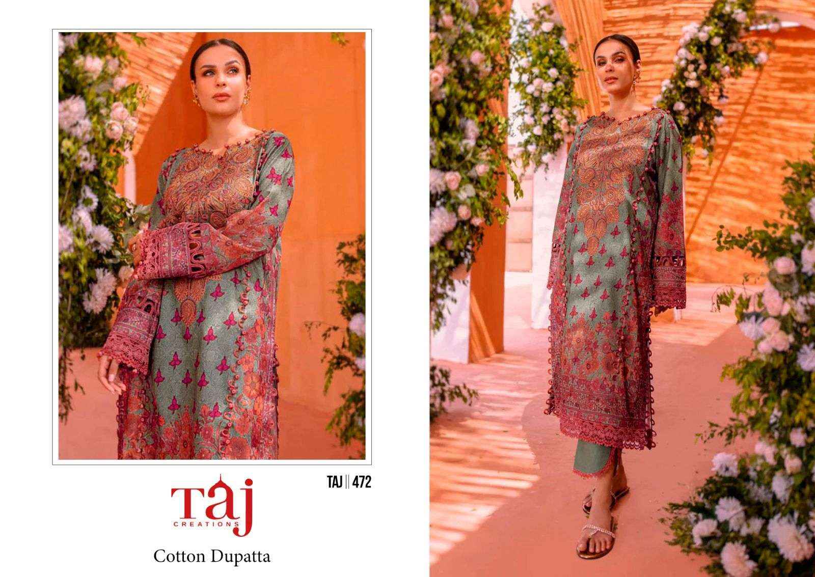 Taj Creation D No 472 & 475 Cotton Dress Material 2 pcs Catalogue