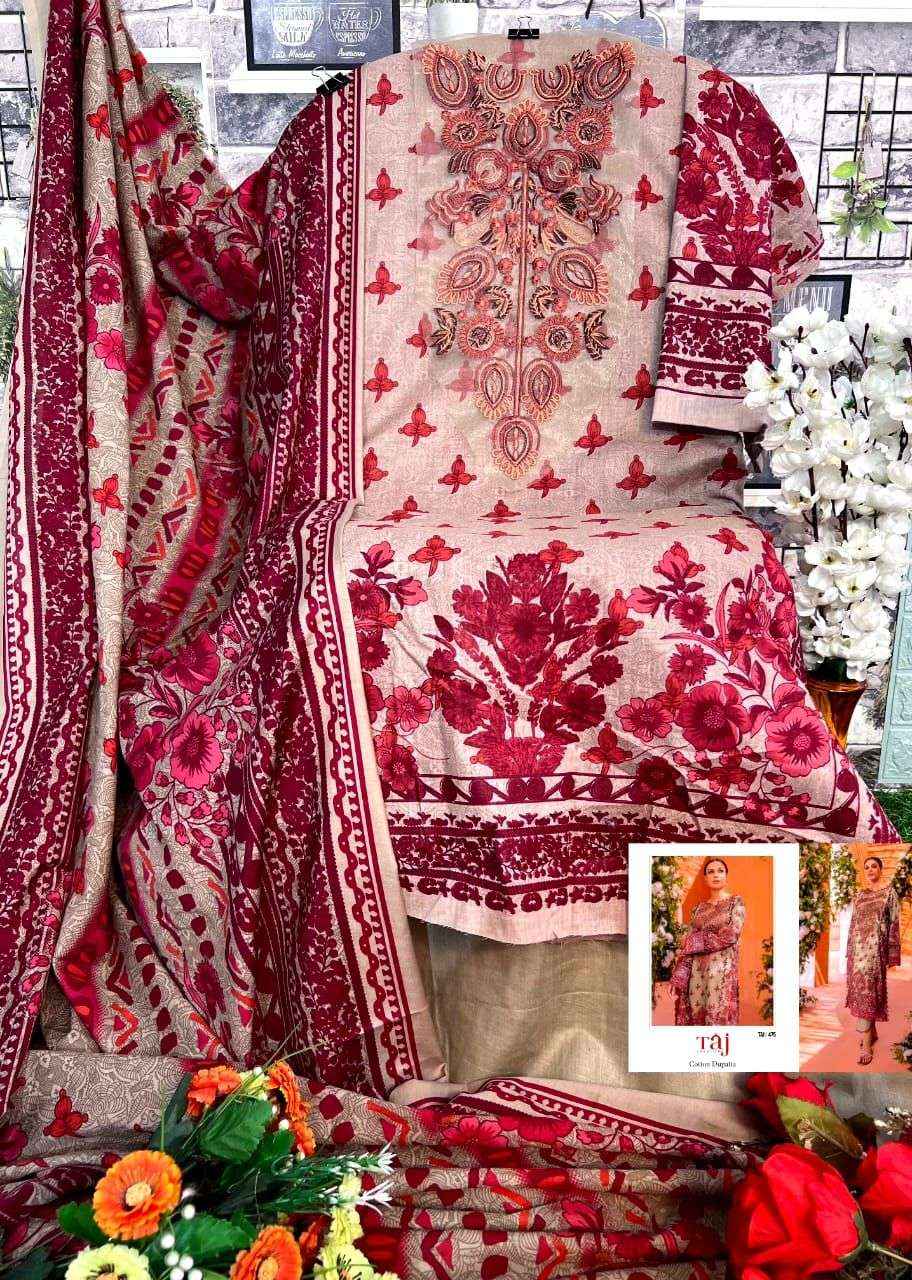 Taj Creation D No 472 & 475 Cotton Dress Material 2 pcs Catalogue