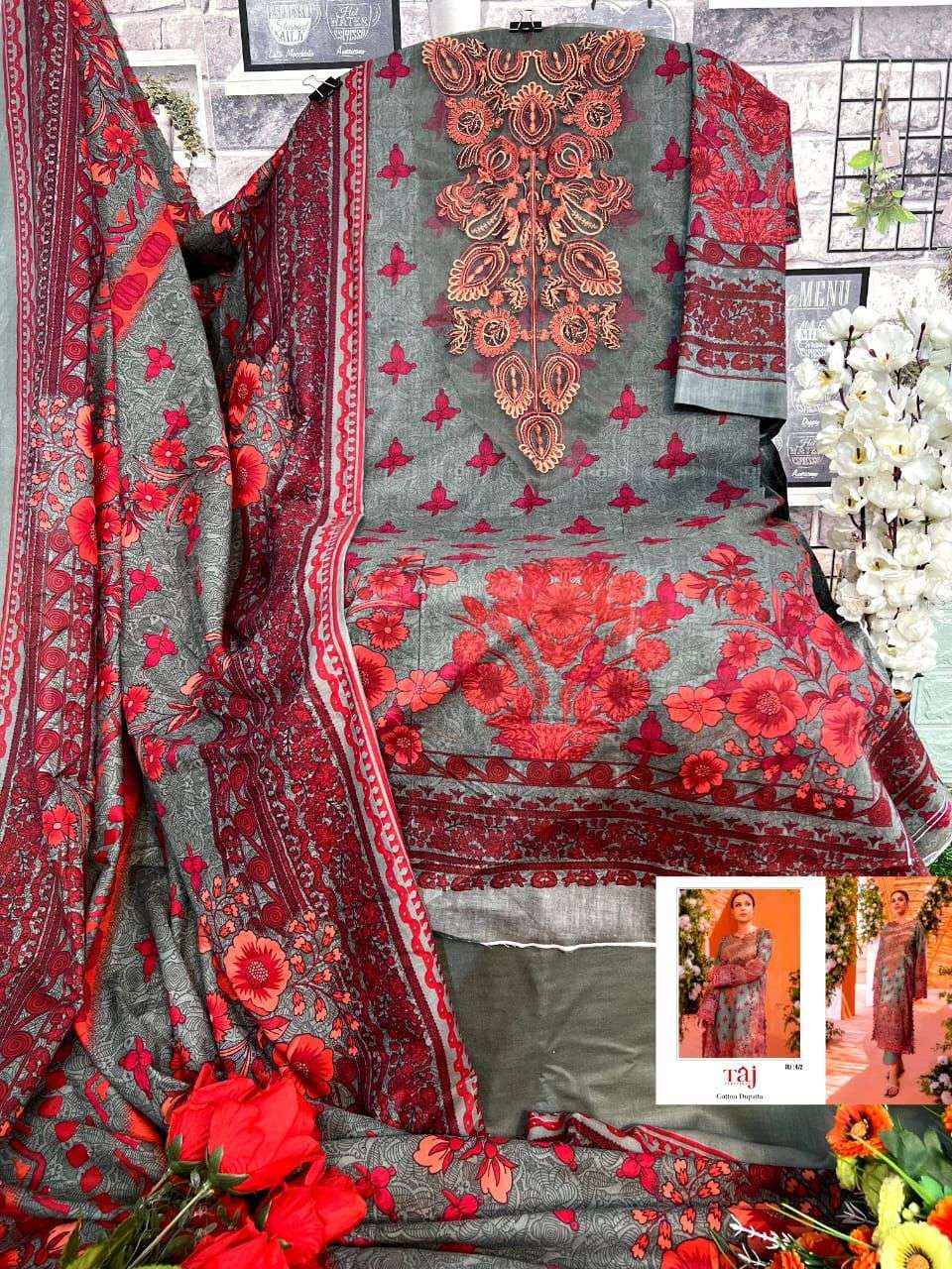 Taj Creation D No 472 & 475 Cotton Dress Material 2 pcs Catalogue