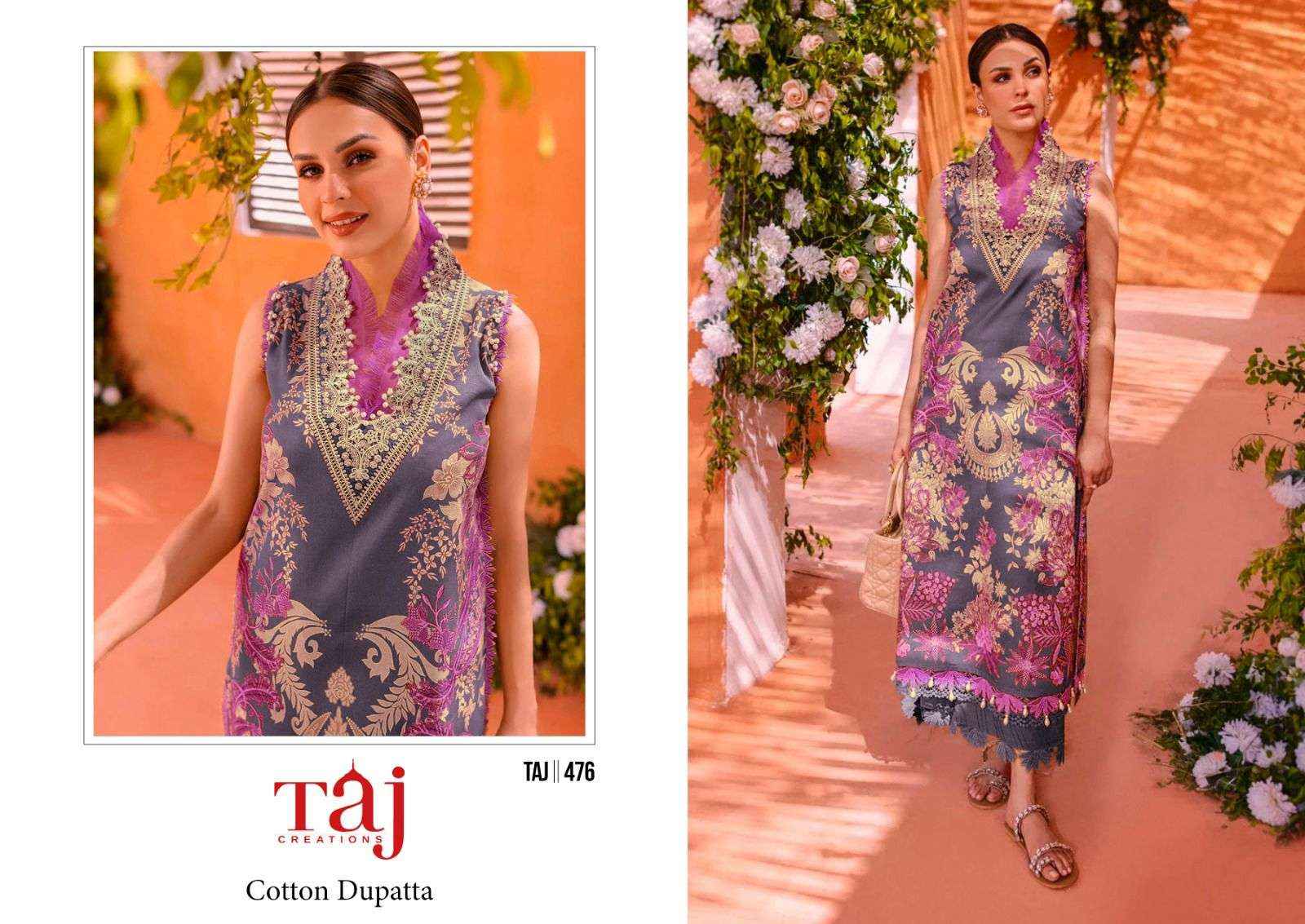 Taj Creation D No 473 & 476 Cotton Dress Material 2 pcs Catalogue