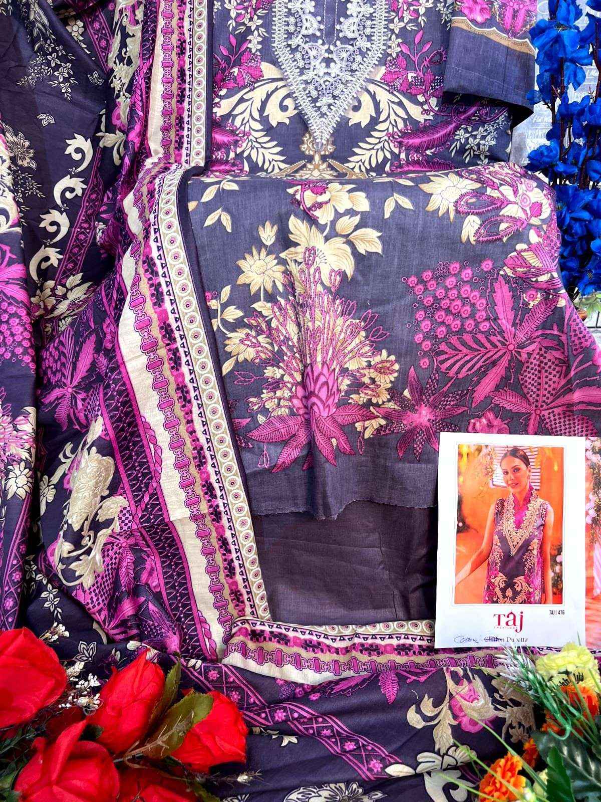 Taj Creation D No 473 & 476 Cotton Dress Material 2 pcs Catalogue