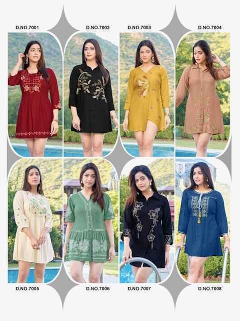 V Raaji Bold Short Viscose Kurti 8 pcs Catalogue