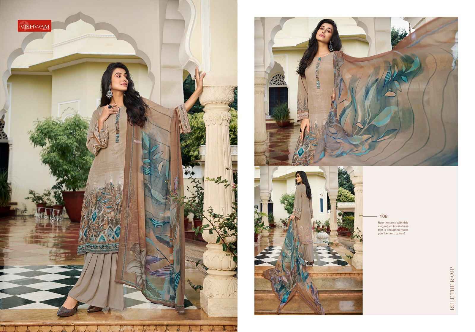 Vishwam Fabrics Espresso Crape Dress Material 16 pcs Catalogue