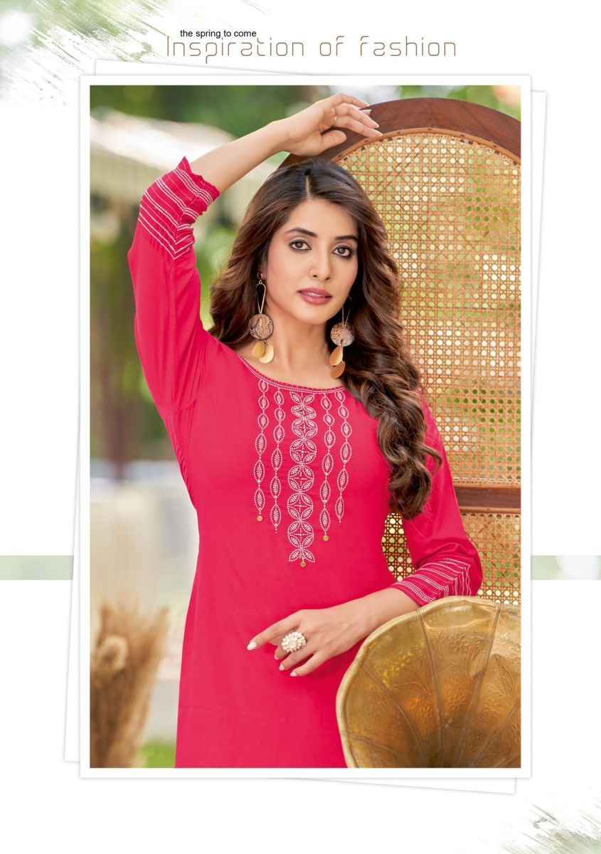 Wooglee Barbella Vol 11 Rayon Kurti 6 pcs Catalogue