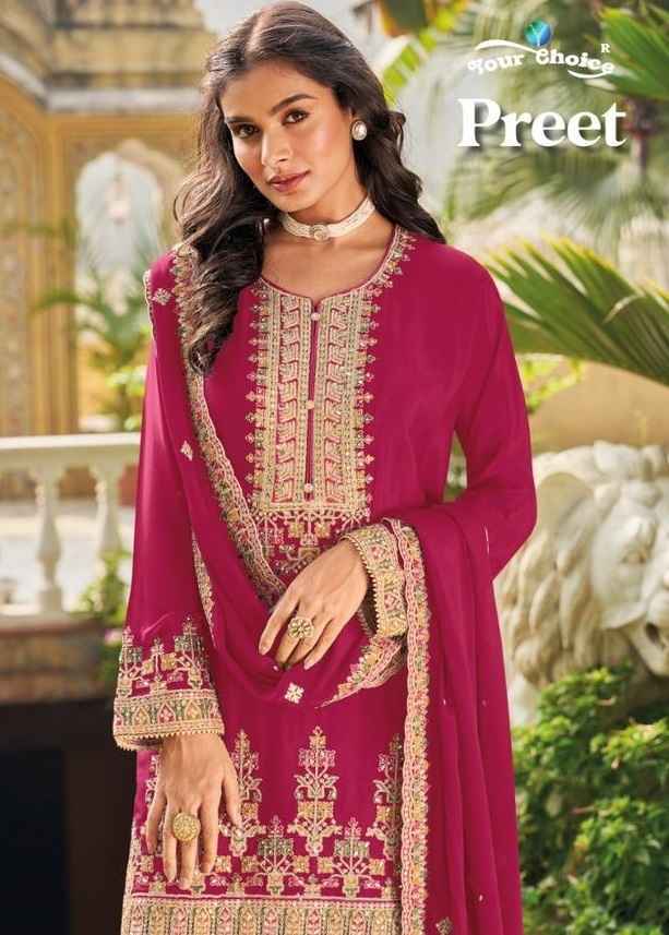 Your Choice Preet Heavy Chinon Dress Material 4 pcs Catalogue