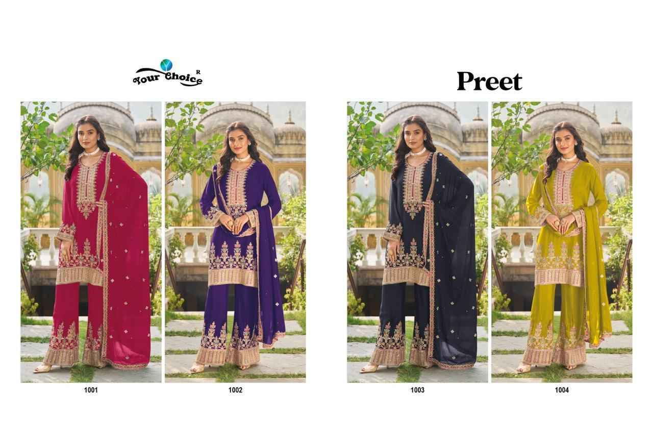 Your Choice Preet Heavy Chinon Dress Material 4 pcs Catalogue