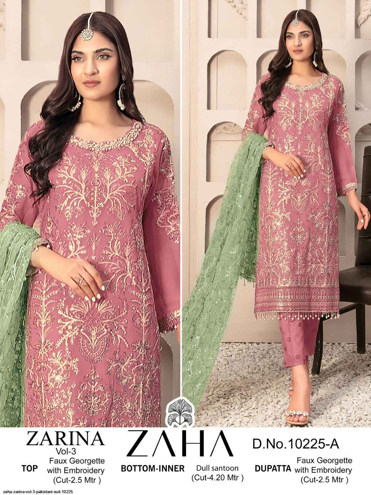 Zaha Zarina Vol 3 Georgette Dress Material 3 pcs Catalogue